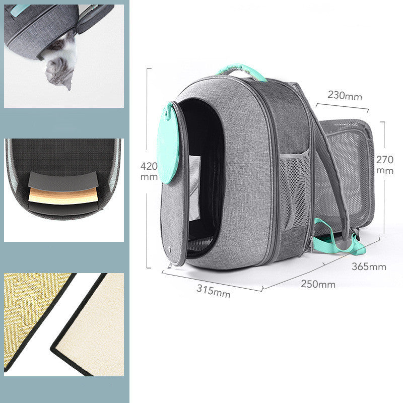 Foldable Transparent Mesh Window Pet Backpack with Inner Safety Leash