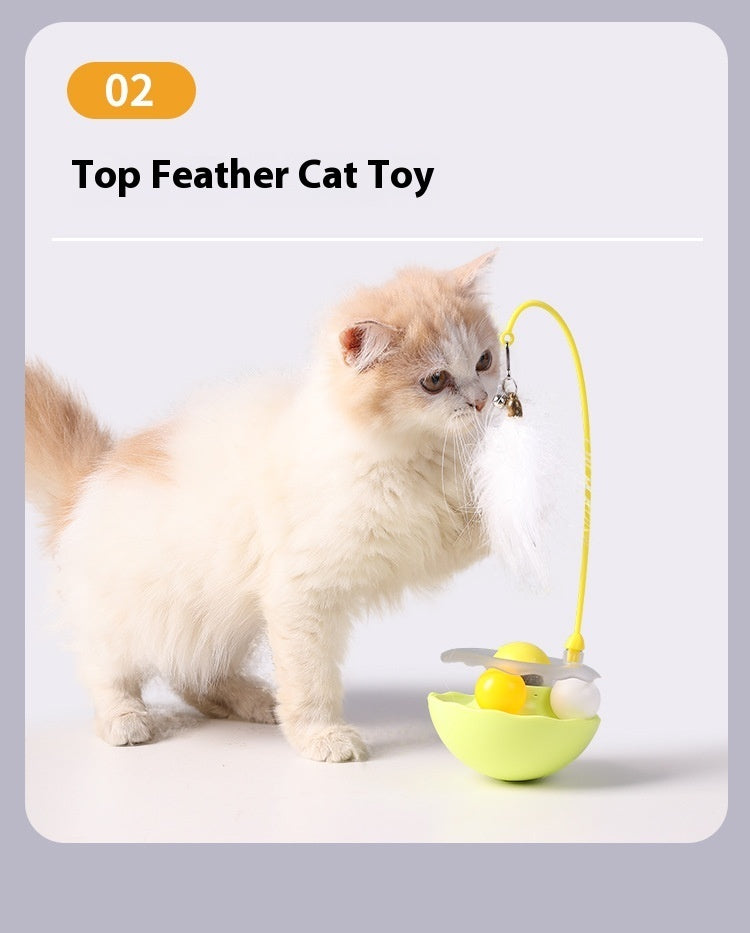 Cat Interactive Toy Funny Tumbler Toy Kitten Exercise Catching Leaky Food Ball Teaser Feather Wand Toys For Cat Accessories Pet Products