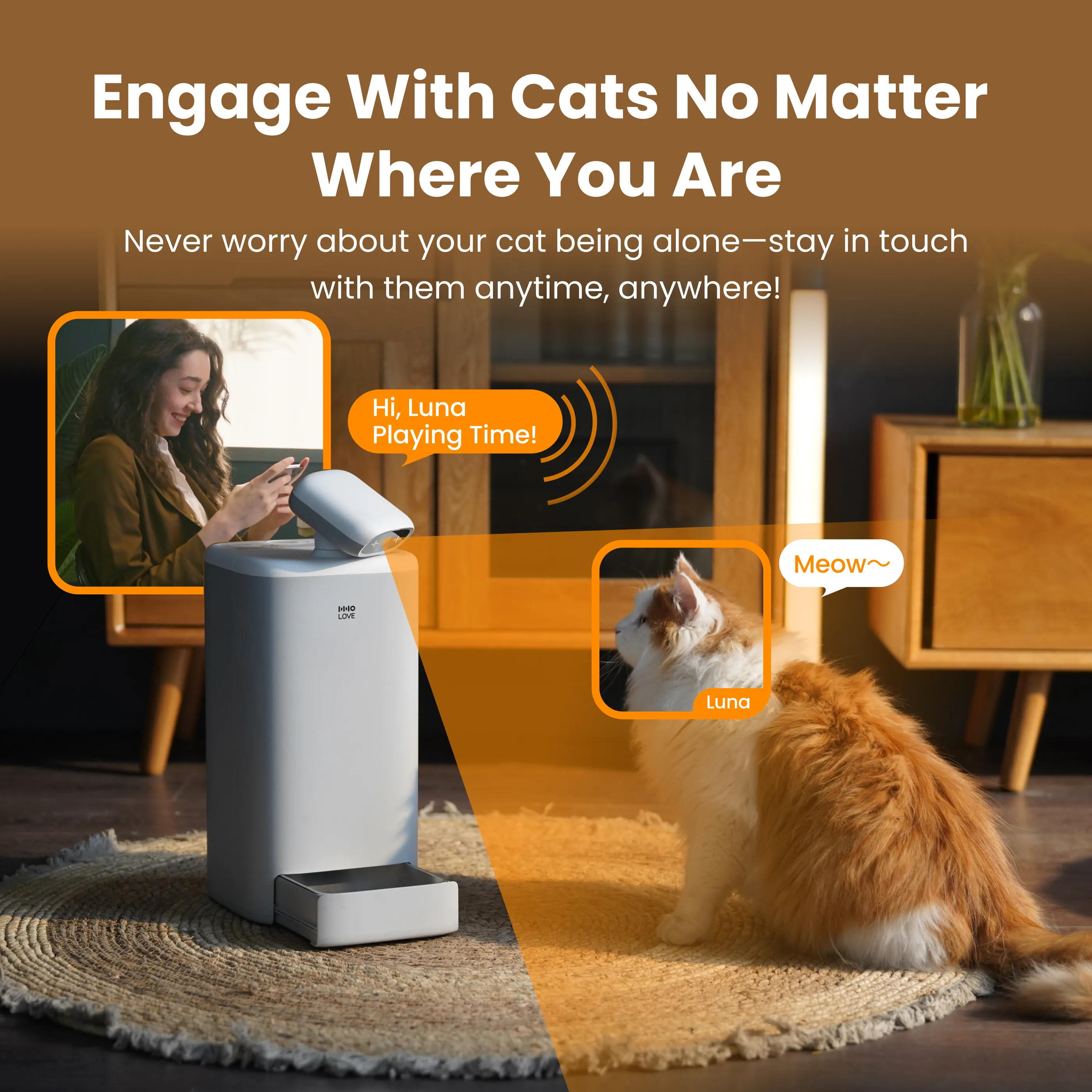 Automatic Cat Feeder Camera Timed Pet Feeder Portion Control Camera 1080P HD Live Video 2Way Audio Video Record Night Vision Dual Power Low Food Alert Laser Teasing